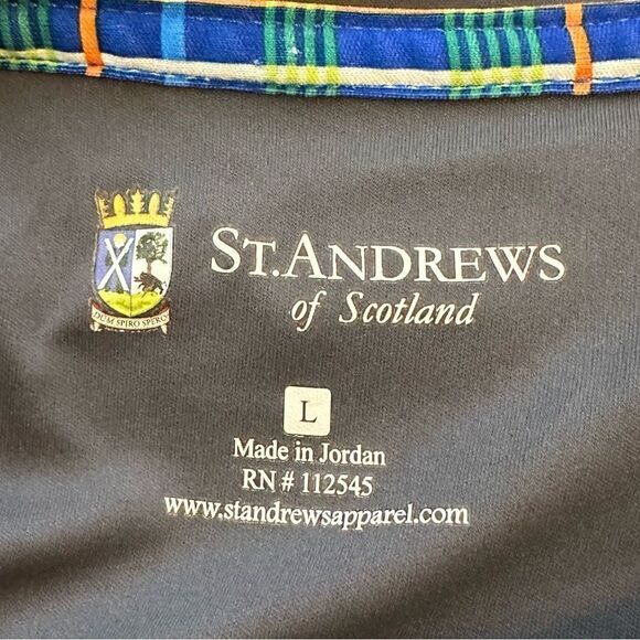 St. Andrews of Scotland Large Neon Yellow and Graphite Gray Golf Tech Polo - Picture 2 of 7